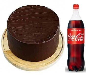 4-6 Kişilik Sade Çikolatalı Pasta 1 Litre Cola