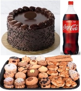 Üçlü İkramlık Seti Pasta Kuru Pasta ve 1 Lt Coca Cola